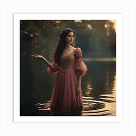 Girl In A Pink Dress Art Print