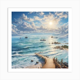 Dreamshaper V7 The Beautiful Beach The Clear White Water And A 0 Art Print