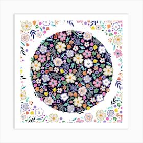 Floral Spring Circle Art Print