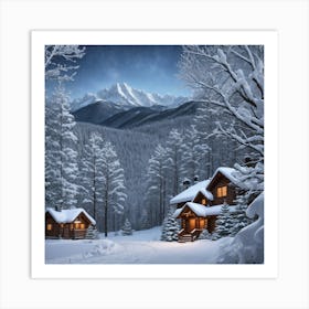 A Dreamy Winter Wonderland With Snow 2 Art Print