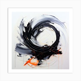 Black And Orange Swirl Art Print