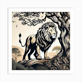 Lion In The Forest 37 Art Print