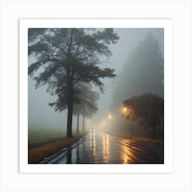 Foggy Road Art Print