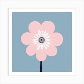 A White And Pink Flower In Minimalist Style Square Composition 717 Art Print