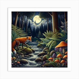 Fox and forest Art Print