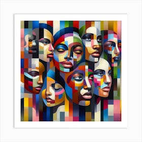 Abstract Of Women'S Faces Art Print