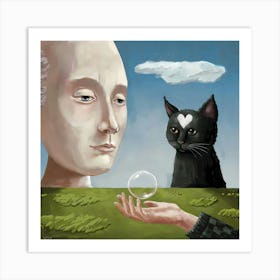 Cat In A Glass Ball Art Print