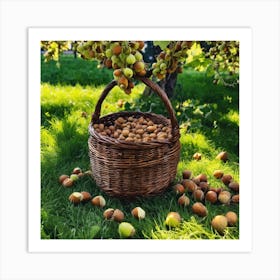 Hazelnuts In A Basket Art Print