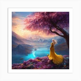 Girl In A Yellow Dress Art Print