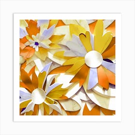 Golden Floral Collage Art Print