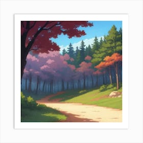 Anime Forest Background Art Print