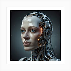 Futuristic Cyborg Portrait Art Print