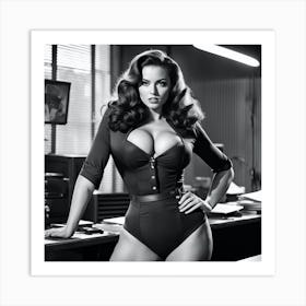 Sexy Woman In Office Art Print