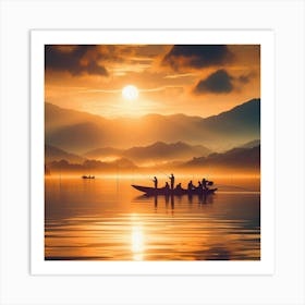 Sunrise On The Lake Art Print