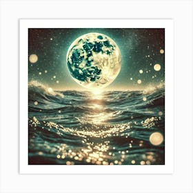 Full Moon Over Ocean 2 Art Print