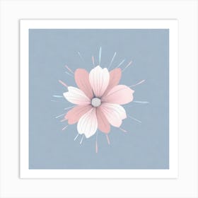 A White And Pink Flower In Minimalist Style Square Composition 100 Art Print