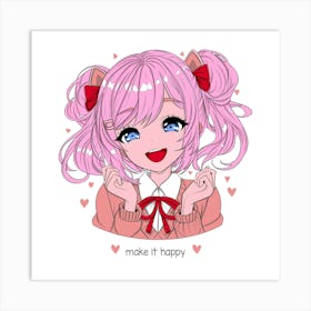 Made It Happy Anime Girl Art Print