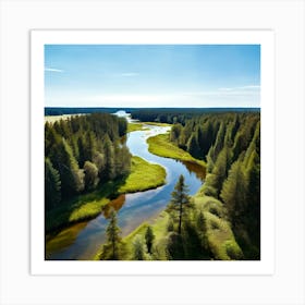 Forest Water Nature Tree Copy Space Creek Summer Sand Aerial Moss Clear Sky Vacation Sun (5) Art Print