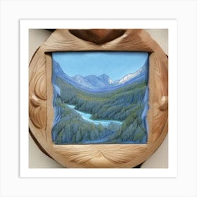 Design Mountain Art With Trees And Water 1 Art Print