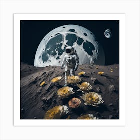 Moon with Flowers Art Print