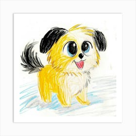 Cute Dog Drawing Póster