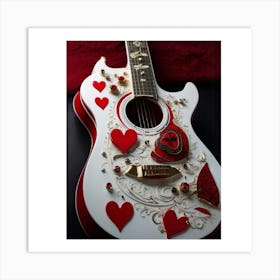 Heartstrings Monarchy Queen Of Hearts Guitar Elegance (10) Art Print