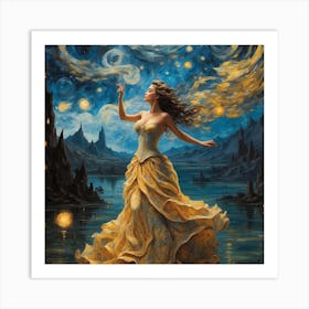 Starry Night, wall art, painting design Art Print