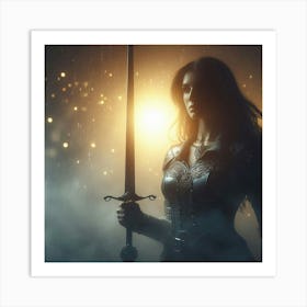 Portrait Of A Woman With Sword Art Print