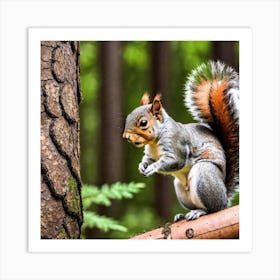 Squirrel In The Forest 105 Art Print