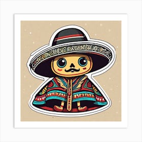 Mexican Sombrero And Pancho Sticker 2d Cute Fantasy Dreamy Vector Illustration 2d Flat Center (67) Art Print