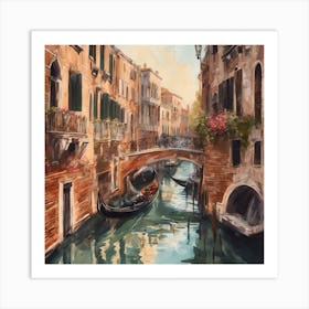 183016 Beautiful Venice Canals With Gondolas And Bridges, Xl 1024 V1 0 Art Print