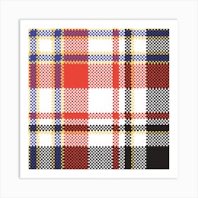 Plaid Mosaic Pixel Seamless Pattern Art Print