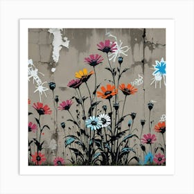 Flowers On A Wall Art Print