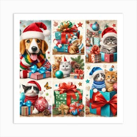 Christmas Cats And Kittens Art Print