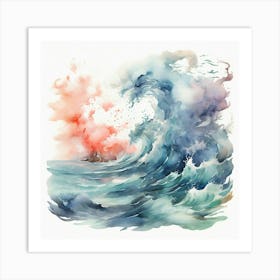 Watercolor Of A Wave Art Print