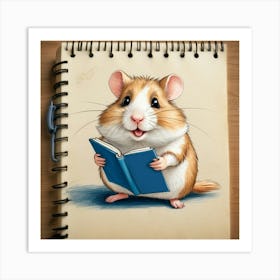 Hamster Reading A Book 11 Art Print