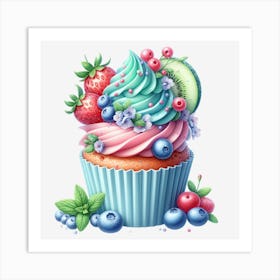 Cupcake With Berries 2 Art Print