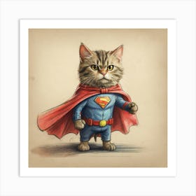 Superman Cat 7 Art Print