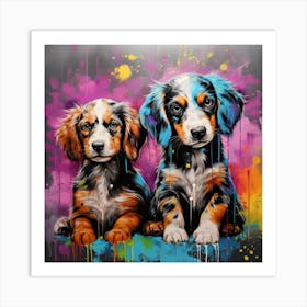 Dachshund Puppies Graffiti Art for wall decor Art Print