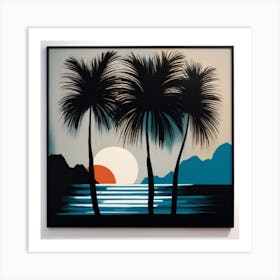  A Black Palm Trees Art Print  Art Print