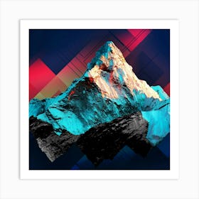 Mountains Abstract Cool Hybrid Nature Art Print