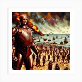 Robots On The Beach Art Print