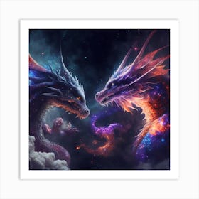 Two Dragons In Space 2 Art Print