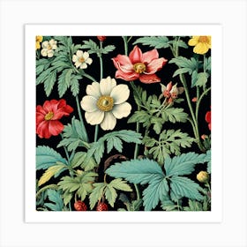 flowers , A Vintage Botanical Illustration Of Flowers And Plants art print 3 Art Print