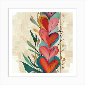 Hearts On A Branch 1 Art Print