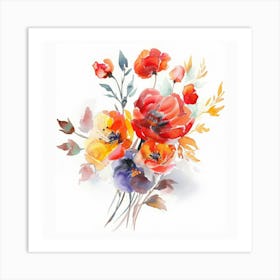 Watercolor Flowers Bouquet 1 Art Print