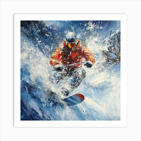 Snowboarder In The Snow Art Art Print