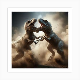 Dinosaurs Fighting Art Print