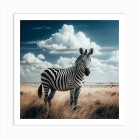 Zebra In The Grass Art Print