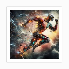 Futuristic Man Running Art Print